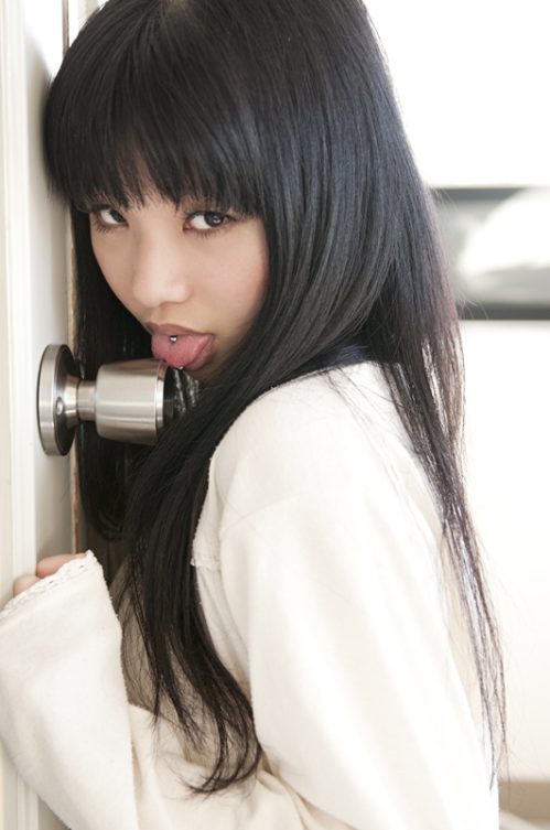 Japanese girls licking doorknobs