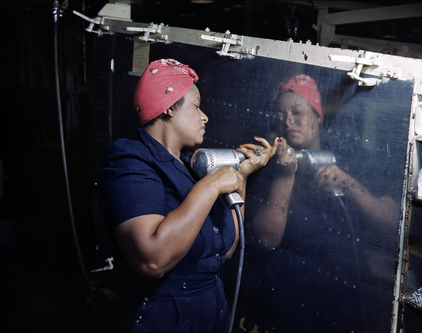 world war 2 women working restored in color
