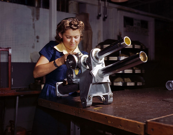 world war 2 women working restored in color