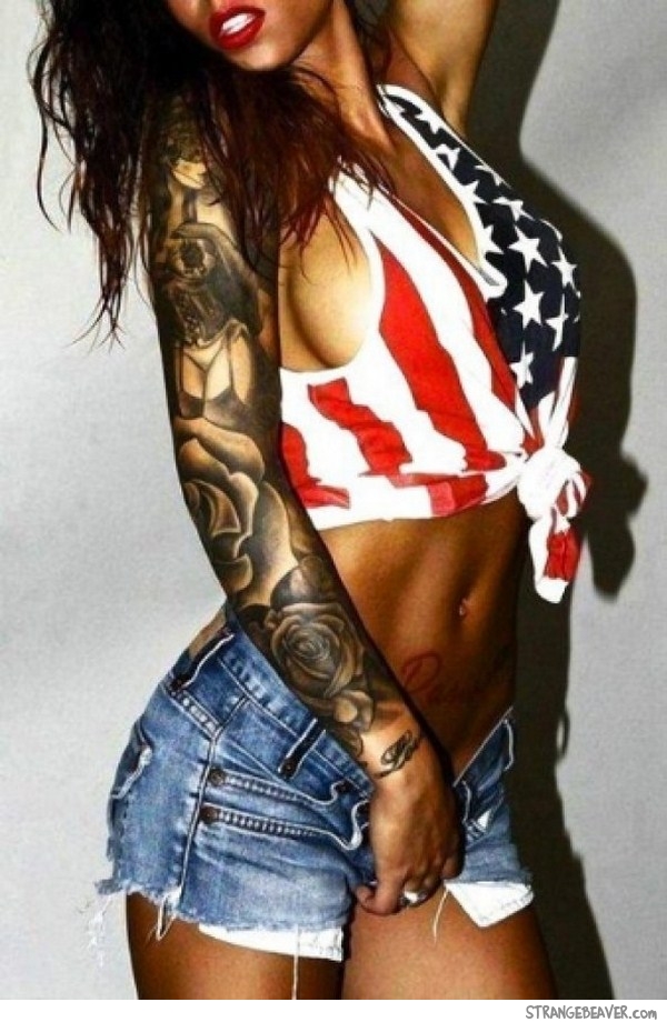 american flag sexy hot girl