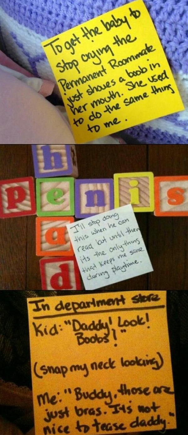 post-it notes left by dad