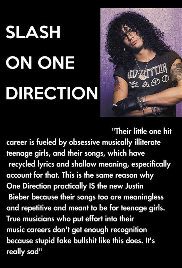slash give his opinion on one direction