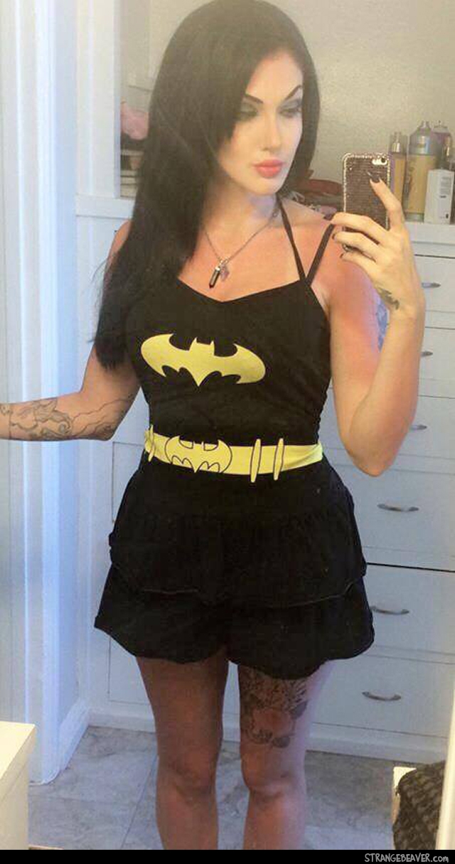 Cute girl wearing Batman clothes