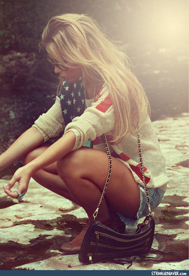 Girl Wearing the American Flag