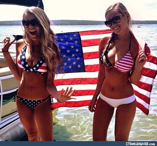 sexy girl in american flag bikini