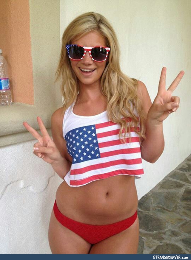 Girl Wearing the American Flag