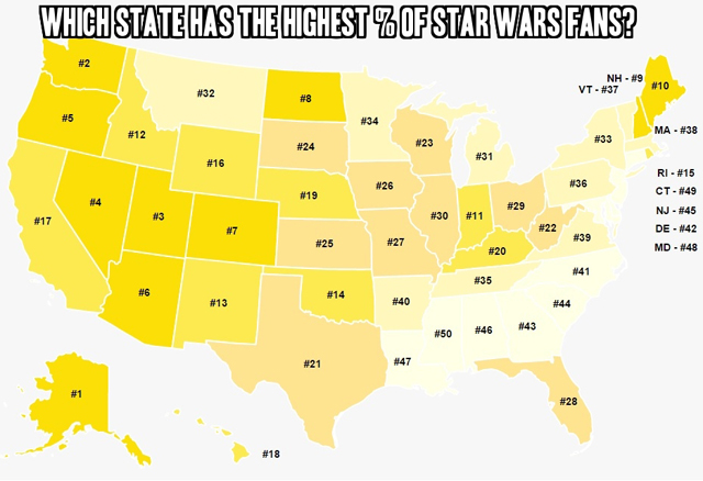 Star Wars fans by state