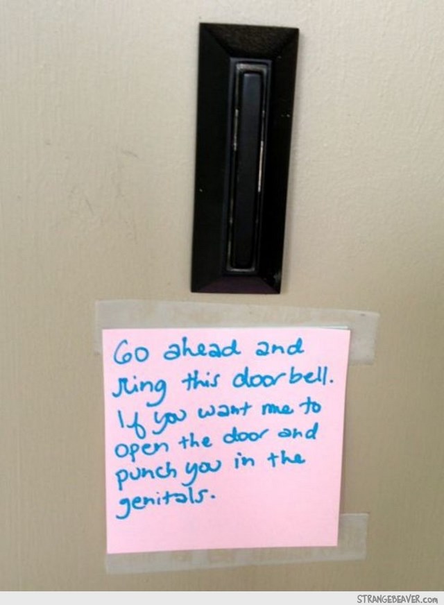Funny note on front door