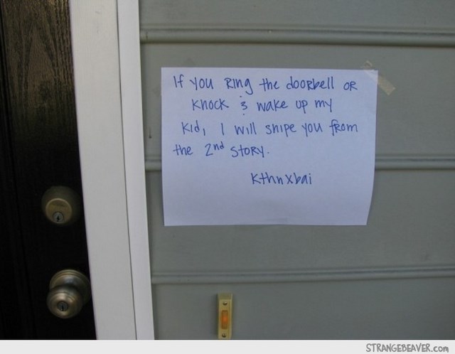 Funny note on front door