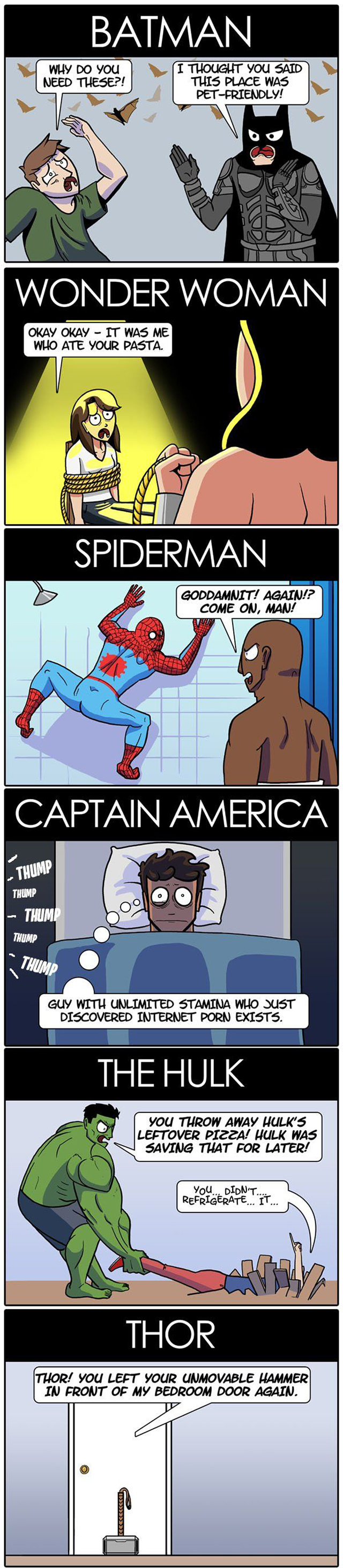 Funny superhero roommates cartoon