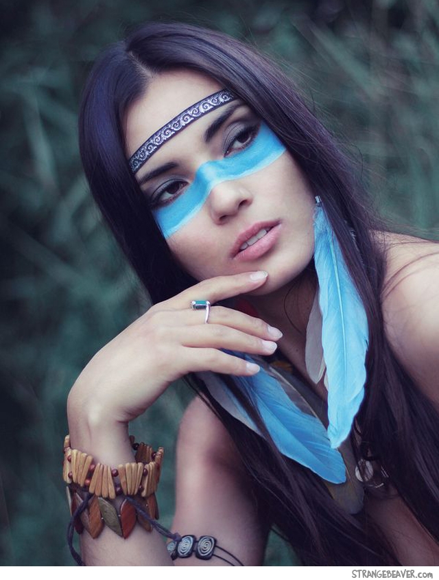 Pretty girl dressed like a Native American indian