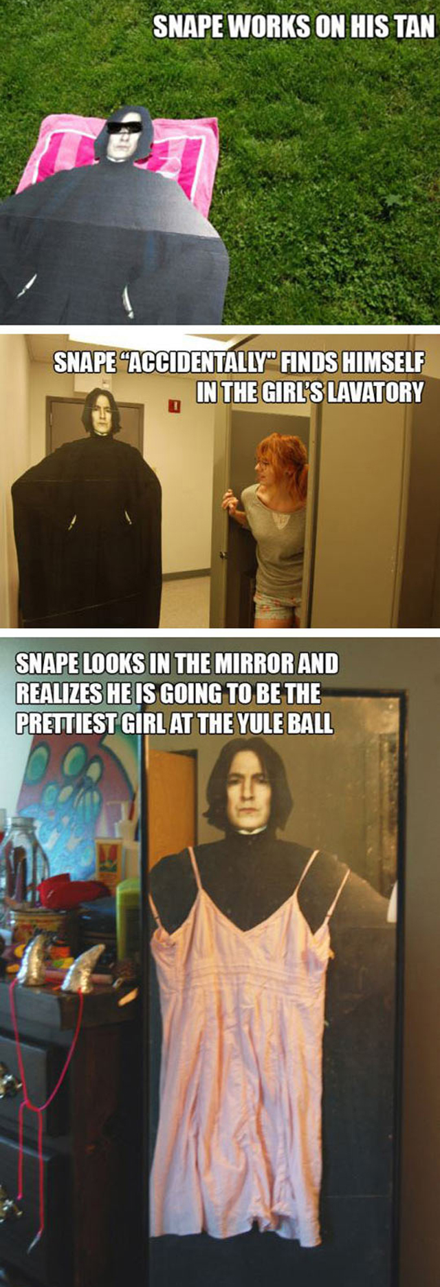 Cardboard Snape Doing Everyday Things