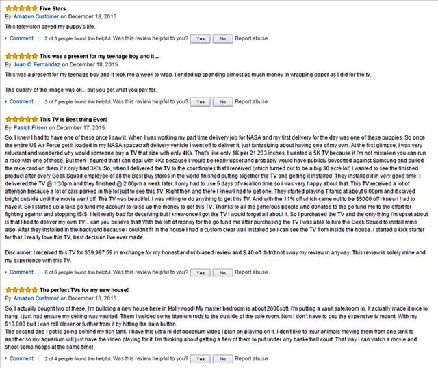 Funny Amazon review of the Ultra-Slim Samsung smart TV S9