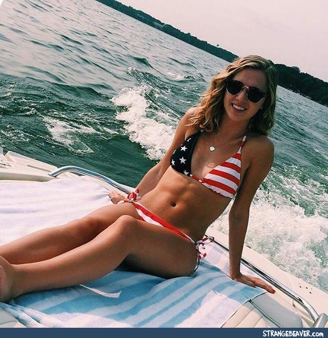 Girl wearing American flag