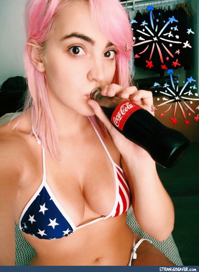 Girl wearing American flag